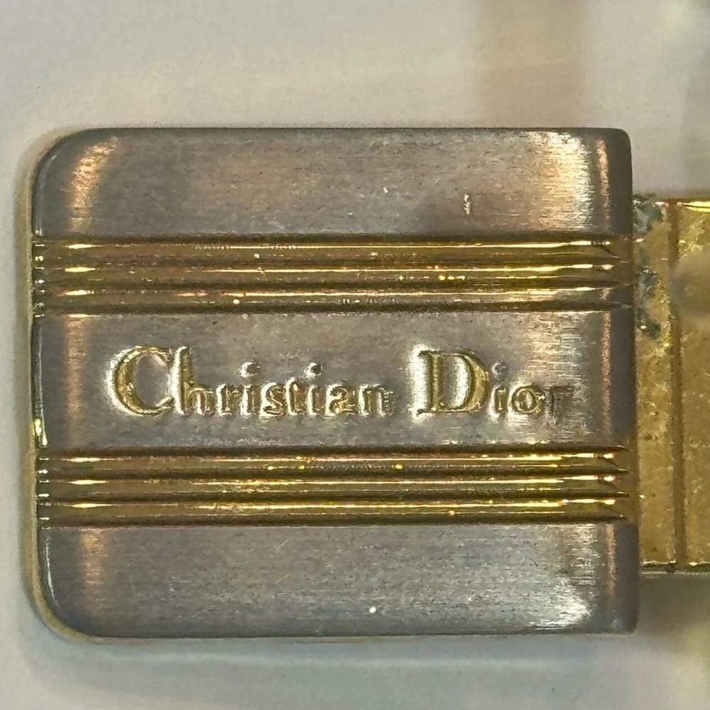 CHRISTIAN‎ DIOR Vintage Gold Toned  Silver 1.75 inch Belt Buckle